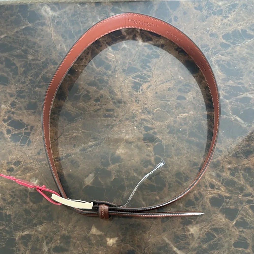 New! Perry Ellis Portfolio Men's Brown Leather Dress Belt, Size Small (30-32)
